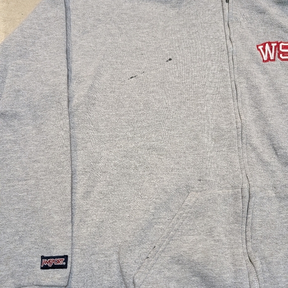 VTG Jansport WSU Cougars Hoodie Full Zip Gray Flaws USA Made Mens XL - Picture 2 of 11
